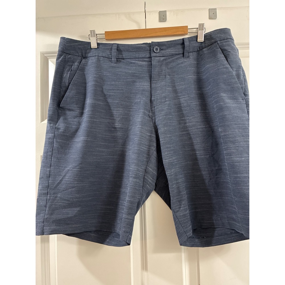 Hang Ten Mens Hybrid Walk Shorts Blue Space Dye Size 38 Quick Dry Board Shorts - Picture 3 of 5